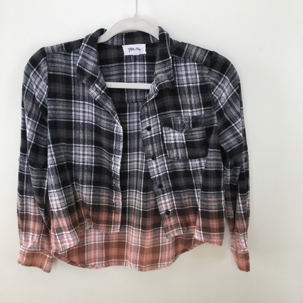 Maddie Style bleached plaid cropped flannel